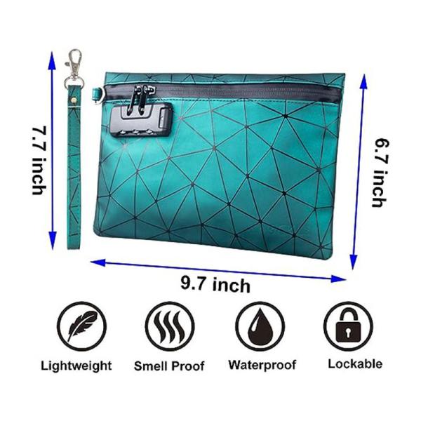 Smell Proof Bags with Combination Lock,Carbon Lined Odor Proof Pouch 10.2 x 7.2 inches Medicine Lock Bag Travel Storage