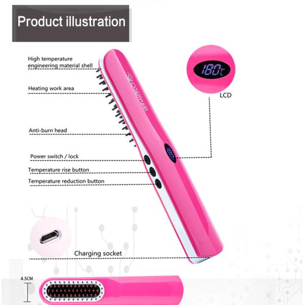Wireless Charging Mini Home Hair Straightener , Usb Hair Straightener