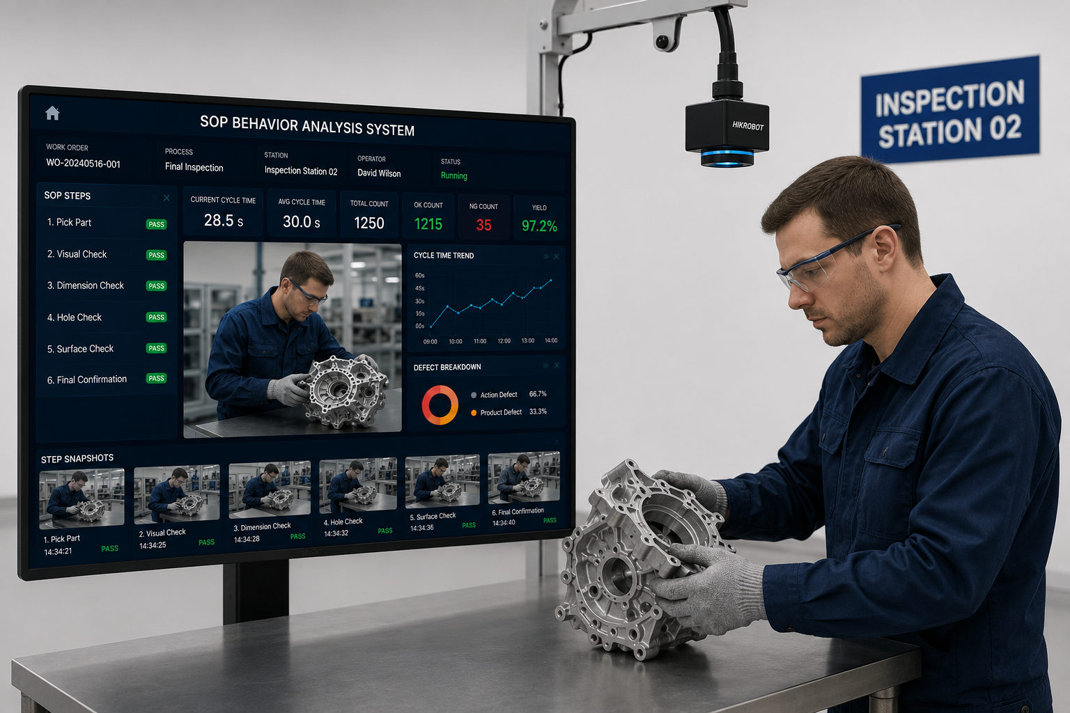 AI SOP Solution for Manufacturing with 24/7 Continuous Monitoring, Real-Time