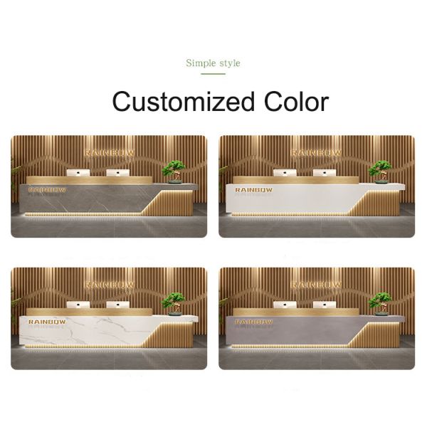 Customized Nordic Style Wooden Office Front Desk Salon Barber Shop Reception Desk Cafe Furniture