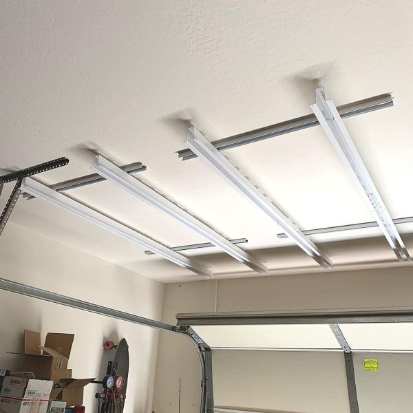 Powder Coated Heavy-duty Steel Adjustable Multifunctional Storage Bin Rail System Overhead Ceiling Rack