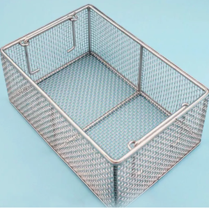 Insert Ultrasonic Cleaning Crimped Wire Mesh Sterilization Storage Stainless Steel Aluminum Polish Smooth Medical Equipment Container Tray Transportation Basket