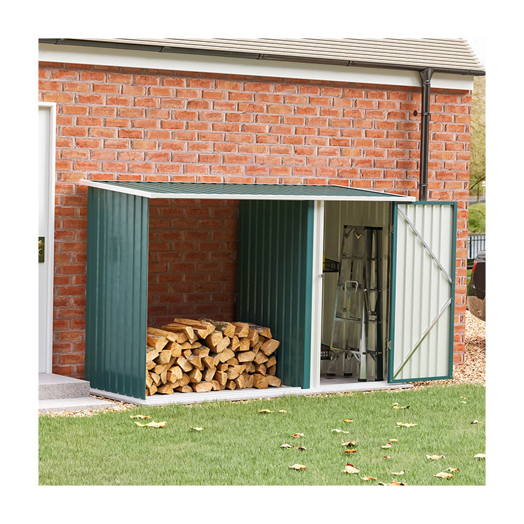 AJUNION Outdoor Firewood Log Storage Shed with Lockable Steel Protect Your Garden Tools