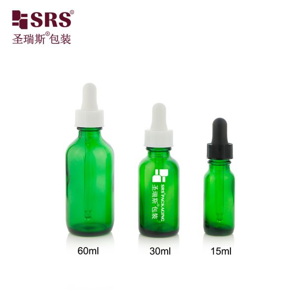 Hot Selling 15ml 30ml 60ml Green Amber Transparent Glass Dropper Bottle