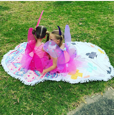 Factory wholesale Kids Round Beach Towel with Tassels Children roundie towel Kids beach towel