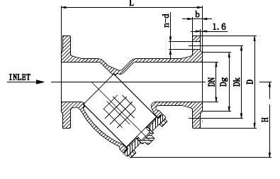 Flanged Y Type Strainer , Cast Iron Y Strainer With SS304 Screen Lining Mesh