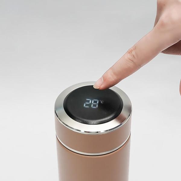Convenient Black Smart LED Water Bottle Vacuum Insulated Mug WITH TEA INFUSER for All