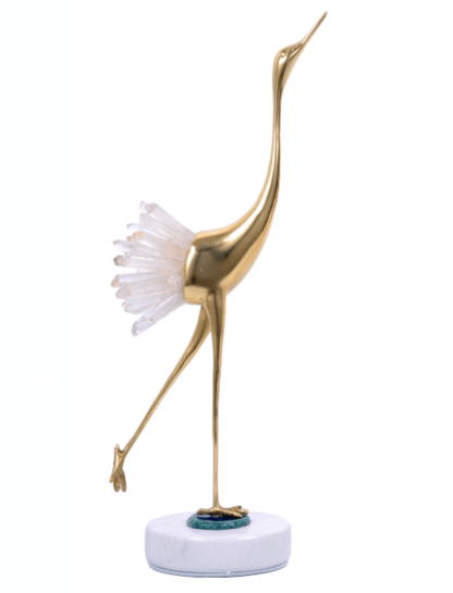 OEM Red Crowned Crane Copper Crystal Decorative Art Craft