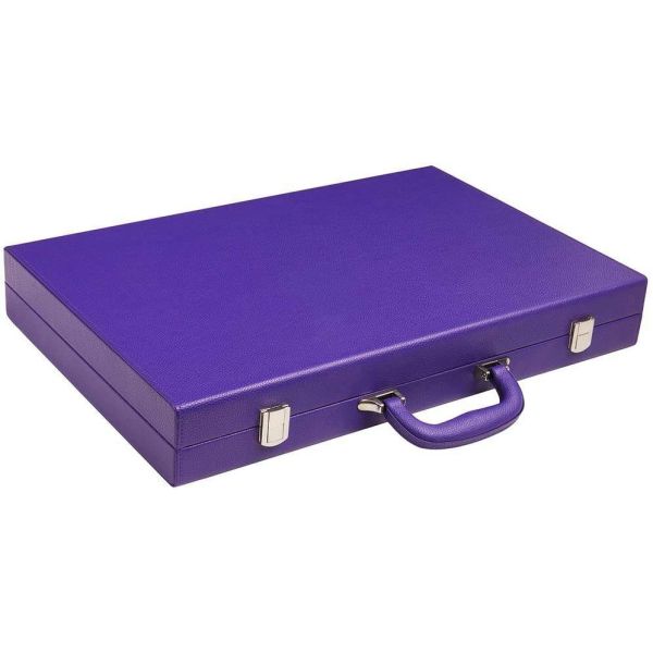 Purple High End Portable PU Leather Game Boxes Backgammon Board Box Custom Size
