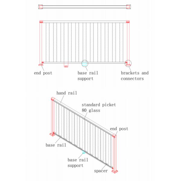 Stainless Cable Metal Stairs Balustrade Balcony Railing Aluminium Fence