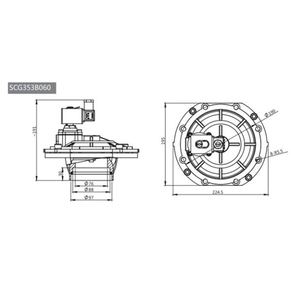 SCG353A044 Right Angle Remote Diaphragm Pilot Pulse Jet Valve DN25~DN75