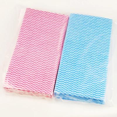 Tissu de cuisine non tissé à l'usage unique en ligne ondulée multicolore polyester viscose Tissu de ménage