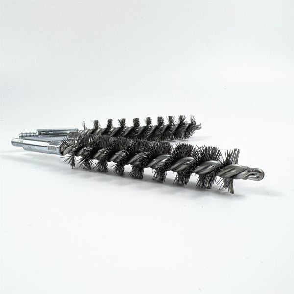 Industrial Steel Spiral Tube Brushes with Threaded Shank for Rust Grime Removal in Boiler Tubes