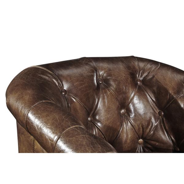 Vintage Cigar Leather Occasional Chairs With Solid Wood Legs For Home / Office