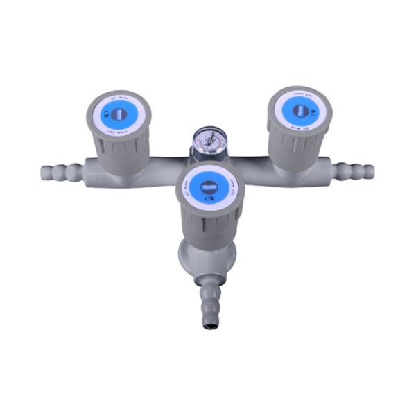 High Gloss Epoxy Powder Lab Fittings Triple Outlet Faucet / Tap