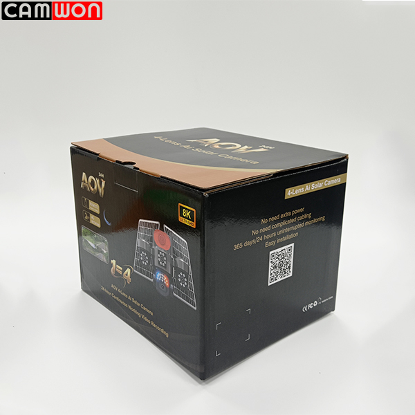 Factory Outdoor PTZ 8MP 4G Solar Camera Home Security 4 Lens AOV Solar Battery Camera