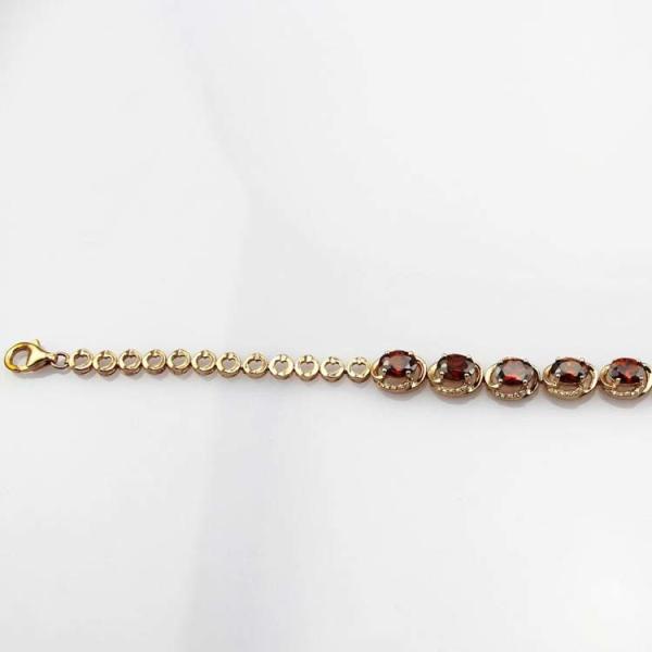 Rose Gold Plated 925 Silver Created Garnet Cubic Zircon Link Women Tennis Bracelet(H09)