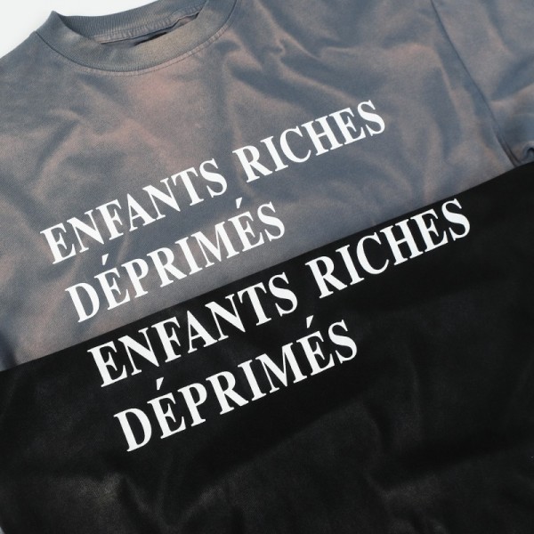Breaking Foundation Washed Gradient Versatile Melancholic Second-Generation Slogan Casual Oversized Vintage Breathable T-Shirt