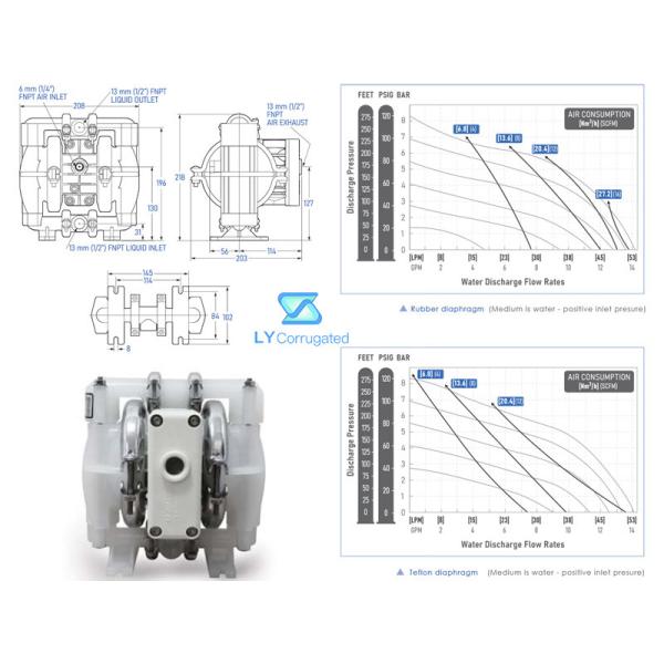 Управляемый воздухом насос пневматического клея нержавеющей стали насоса диафрагмы 125PSI 1/4 жидкостный