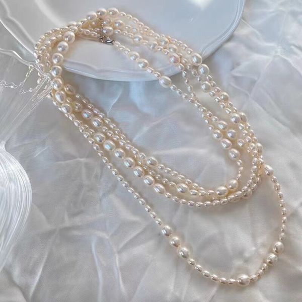 2025 New Fashion Necklace Irregular Size Pearl Baroque Long Multi-layer Jewelry Wholesale