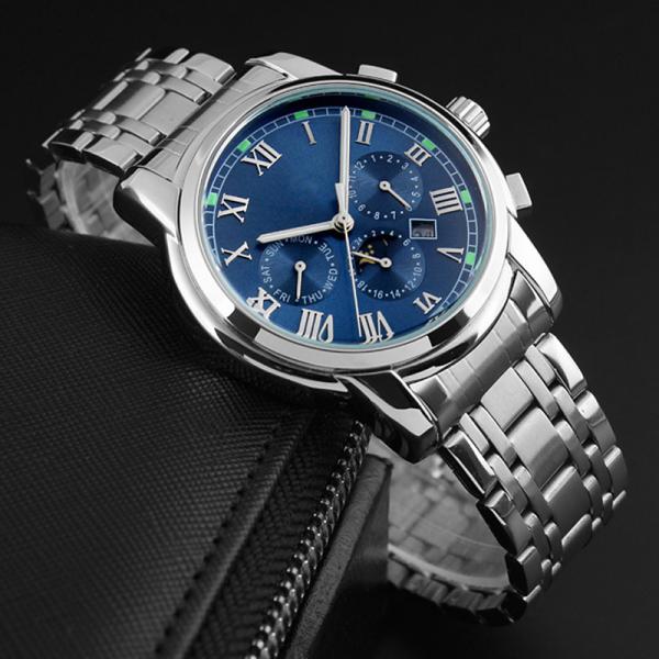 Classic Business Steel Belt Roman Numerals Subdial Watch For Men