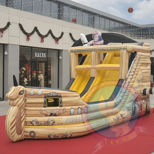 Pirate Ship Inflatable Amusement Park Commercial Playground Large Slide Bounce Castle Custom Theme Design Mall Event Rental Equipment