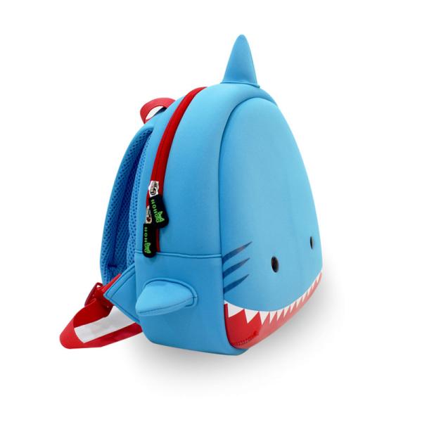 3D Cartoon Personalized Shark Backpacks For Kids Blue 10L Capacity 