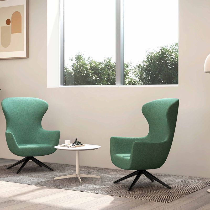 Wing Back Swivel Lounge Chair Fabric & Leather Upholstered Armchair
