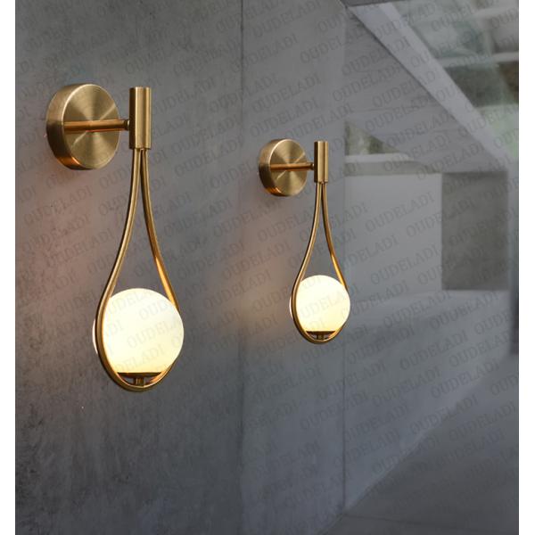 Mdern Glass ball wall scones bedside Bedroom Brass Gold Color Minimalist wall lamp (WH-OR-12)