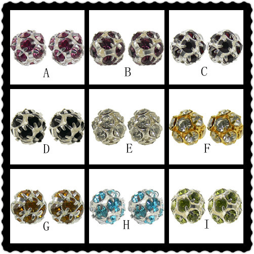 Rhinestone Shamballa Beads,Cheap Crystal Pave Beads Wholesale,Many Color Avaliable 10mm