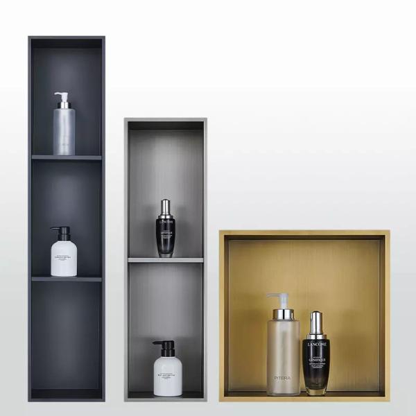 Customized Grid 304 316 Black Color Brushed Hairline Stainless Steel Bathroom Wall Decorative Shower Niche