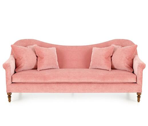 Leisure Hotel Furniture Pink Fabric Sofa , Ordinary Size Hotel Room Sofa