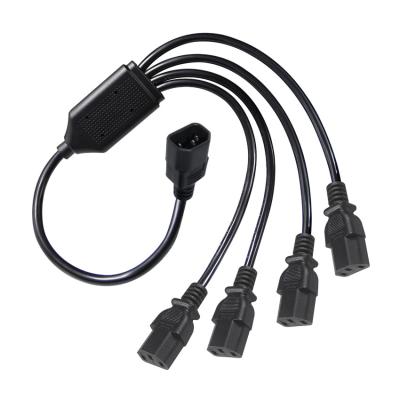 Conector de ângulo de bobina preta H05vv F Plug Iec C13 Iecc14 Homem para mulher Y Splitter cabo de extensão de energia