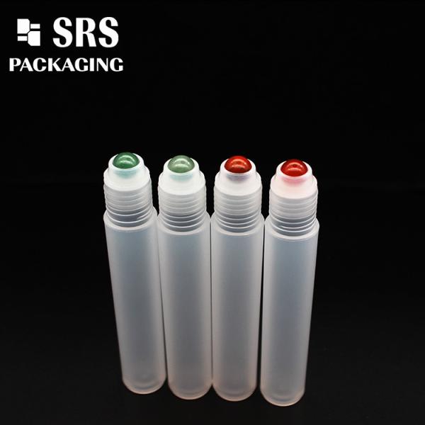 SRS empty cosmetic 15ml plastic roll on bottle with colored ball