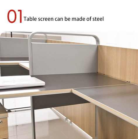 Modern Minimalist Two Person Combination Office Desk with Screen, Card Holder Partition, Multi Person Combination Staff Desk