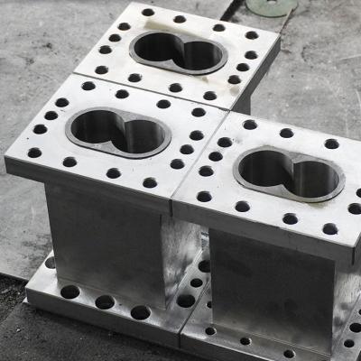 Acessórios de extrusores de pelletização de parafusos duplos paralelos 45 barril de aço Hastelloy corpo de mangue integral de liga dupla