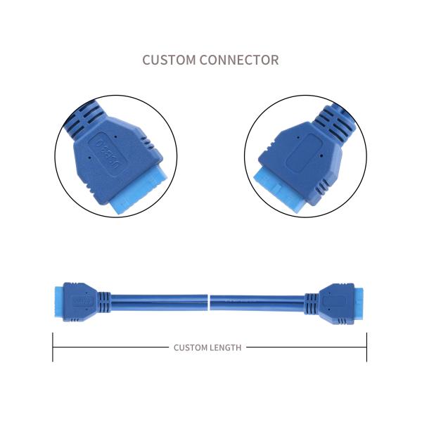USB3.0 20p ICD соединитель Ldpe Прозрачный 45p Синий ПВК OEM / ODM