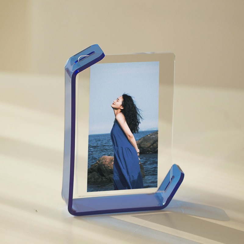 Pink Transparent Acrylic U-Shaped Photo Frame — Desktop Picture Stand for Home Decor, Custom Sizes & Logo Available