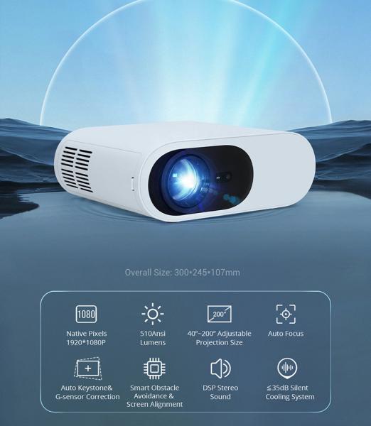 Portable Commercial Movie DLP Cinema Projector 510ansi DMD Chip