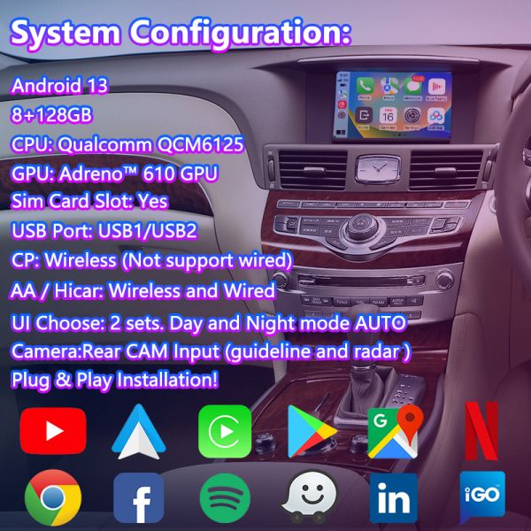 Lsailt Android Carplay Multimedia Video Interface for 2012-2022 Nissan Cima