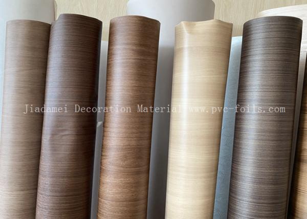 0.18mm Golden Oak Wood Grain PVC Furniture Film For Plastic Profile Wrapping