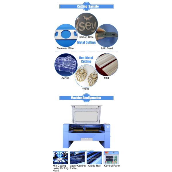 150w Co2 Mixed Laser Cutting Machine For Stainless Steel / Carbon Steel / MDF / Wood