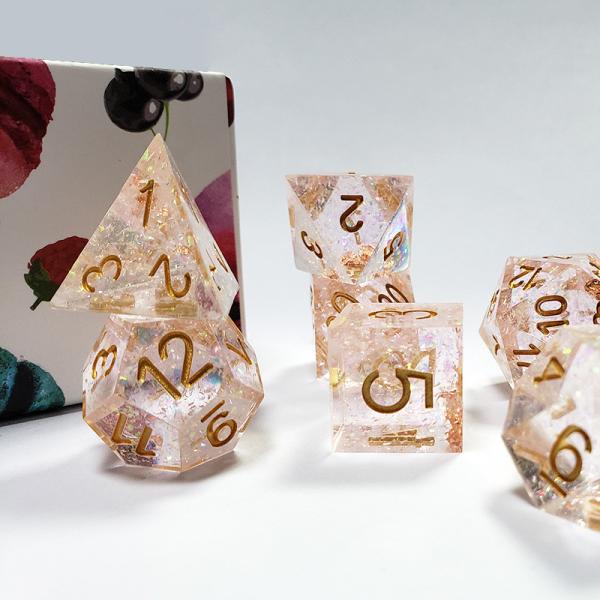 Phantom transparent color crystal Resin Boarding Dice Set  dnd dice