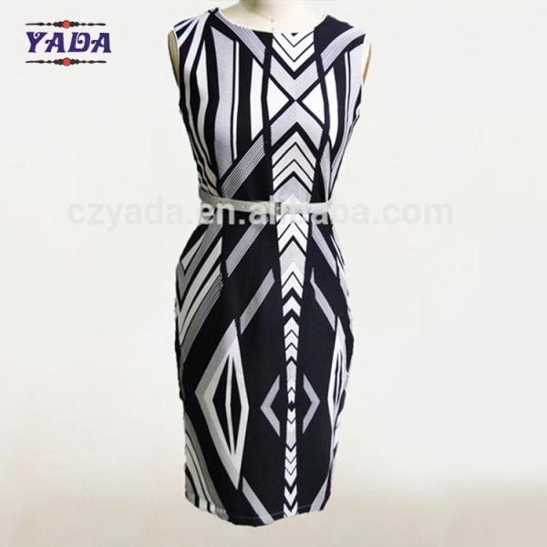 2018 geometric print design fashion clothing dresses lady for fat women