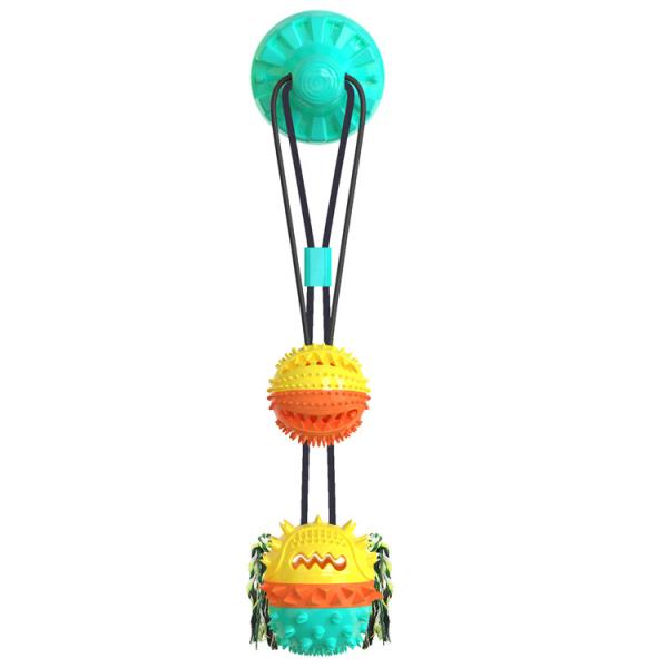 Powerful Double Sucker Dog Toy Molar Dog Supplies Bite Resistant Ball