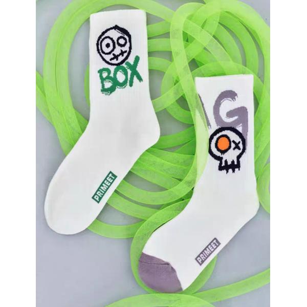 Anti Bacterial Ribbed Cotton Crew Socks Fashion Jacquard Youth Sports Socks