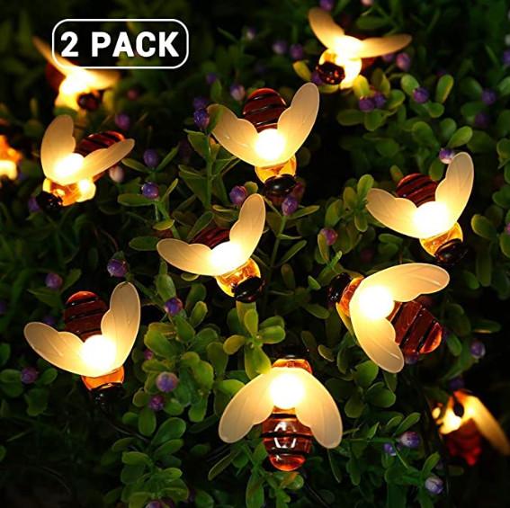 PVC 4 Inches 30LEDs Honey Bees Animal Shaped Solar Garden Lights