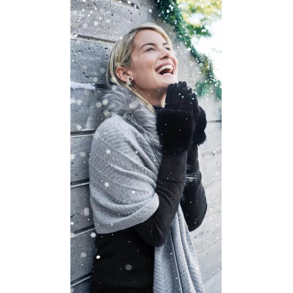 Top Faux Fur Knitted Gloves With Fingers 4 Cashmere 20 Lambswool 20 Cotton 33 Viscose 23 Nylon Material