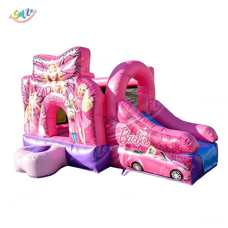 Commercial Grade Pink Princess Bouncy Castle with Slide Fashion Doll Theme Inflatable Bouncer Combo for Party Rental