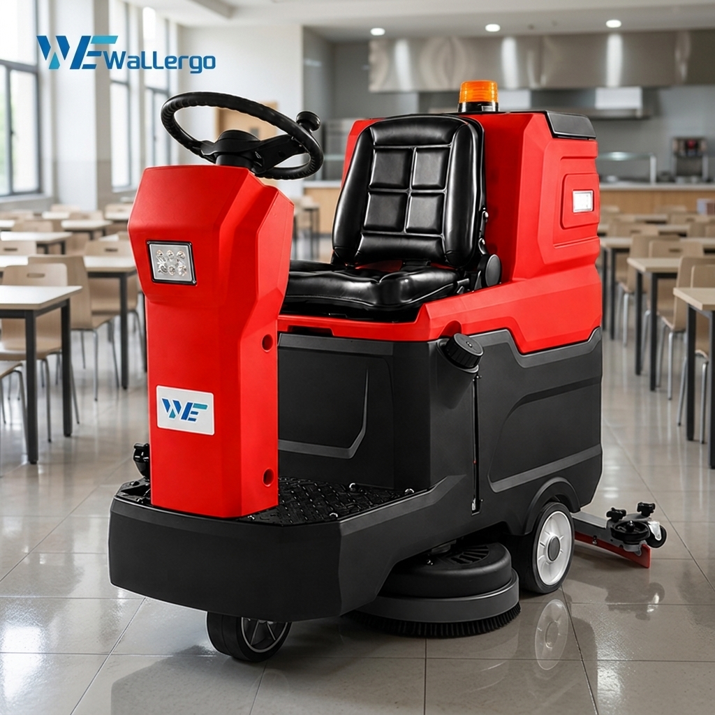 Commercial Electric Ride-on Cleaning Machine School Canteen Tiles Floor Scrubber